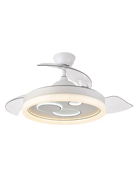 DC Turia Fan 72w 6120lm Weiß 3 Drop-down Asp. 32/47x50/107d. 3 Farben mit Fernbedienung + Timer + Speicher