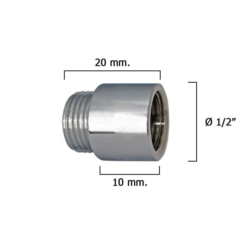 Extensão redonda cromada 1/2" x 10