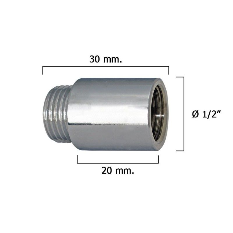 Alargadera Redonda Cromo  1/2" x 20