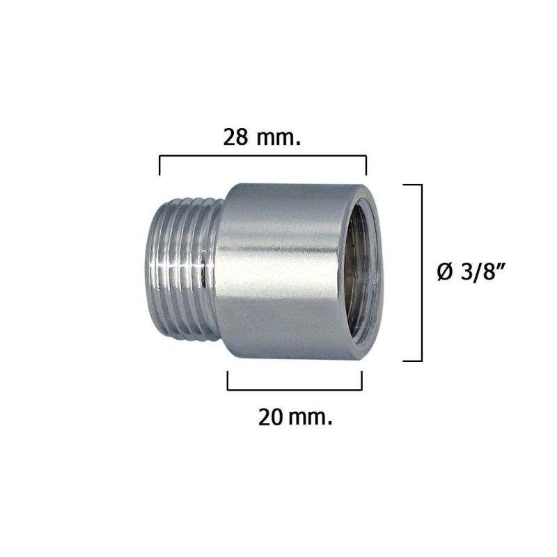 Extensão redonda cromada 3/8" x 20