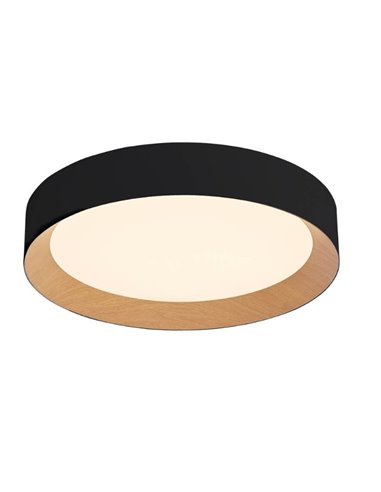 Plafón techo LED Peranka 42W 4000K Negro + Efecto madera