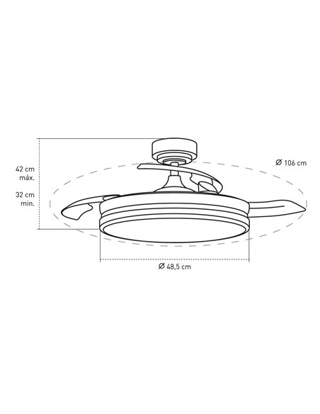 Ventilador LED aspas retráctiles Aneto Cuero 45W 4900 Lm CCT