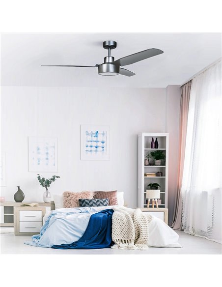 Ventilador DC Cimio  LED  22W 3CCT Acero Titano Fácil instalación