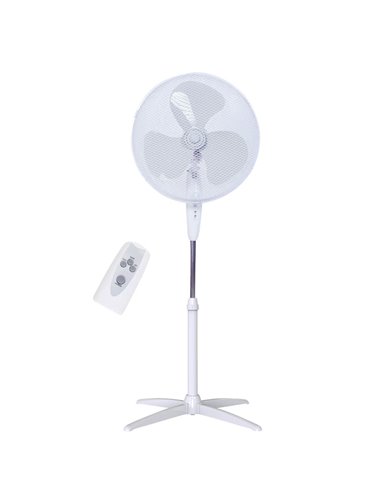 Ventilador de pie con mando 43cm 45W Blanco