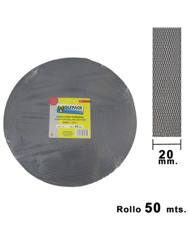 Cinta Persiana Wolfpack Gris 20 mm. Rollo 50 metros