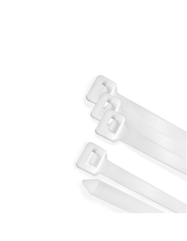 Brida Nylon 100%. Color Blanco / Natural 2,5 x135 mm. 100 Piezas. Abrazadera Plastico, Organizador Cables, Alta Resistencia