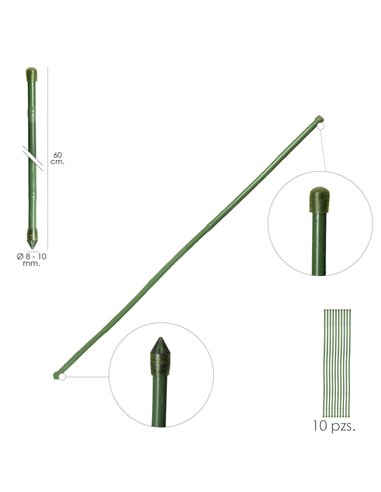 Plasticized Bamboo Rod Tutor Ø 8 - 10 mm. x 60cm (Package 10 Units)