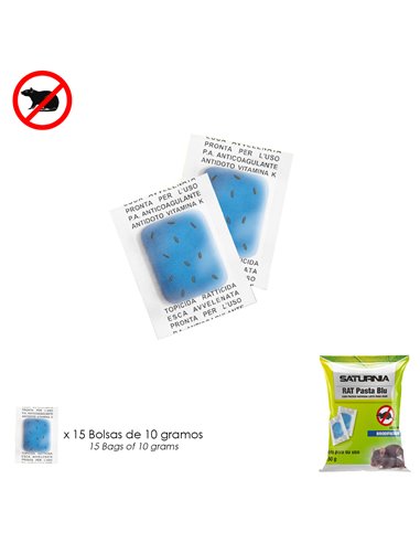  Appât Frais Pour Rongeurs, Sachet 150 gr, Doses Individuelles, 15 sachets x 10 gr, Rat Pasta Blue