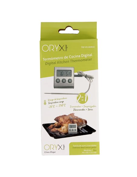  Digital Kitchen Thermometer With Wired Probe, and Temperature Reader With Support, Instant Reading, Oven / Barbecue Thermometer