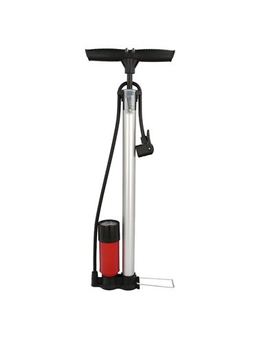 Bicycle Inflate Pump With Pressure Gauge. Double Mouthpiece Presta and Schrader Valve. With Adapters. Ø 32 x 500mm. 10BAR / 160P