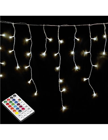 Luzes de cortina de Natal 6x3 metros 600 Leds luz branca quente. Cabo Transparente Ip44.