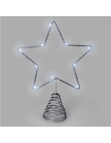 Luces Navidad Estrella Arbol Navidad Luz Blanco Frio. 10 Leds. Uso Interno Protección IP20. 2 Baterias AA