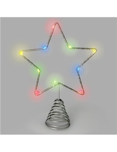 Guirnalda Adorno Luces Navidad Estrella Arbol Navidad Luz Multicolor. 10 Leds. Uso Interno Protección IP20. 2 Baterias AA