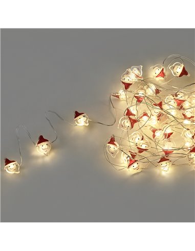 Luzes de Natal alimentadas por bateria 50 LEDs Papai Noel. Luz Quente Uso Interno IP20