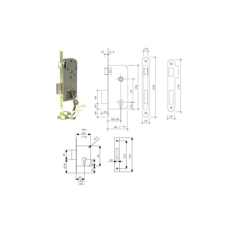 Fechadura de borda redonda Tesa 2030-hl/50