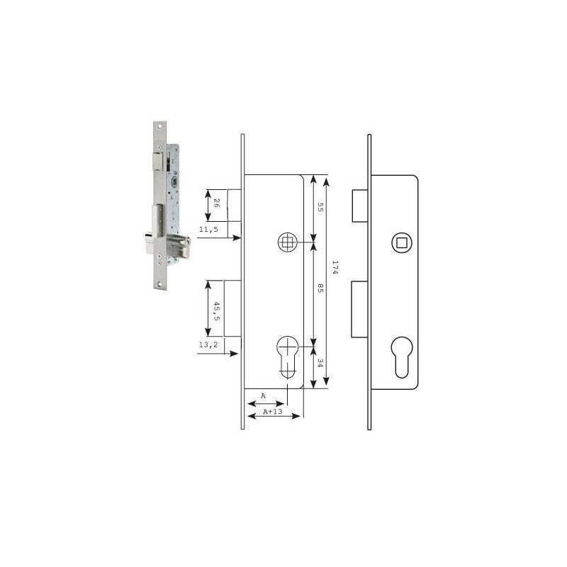 Tesa lock 2210/28/ssi Sem placa de ataque Sem escudo