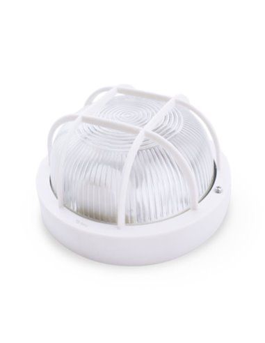 Applique rotonda in materiale termoplastico con griglia BIANCO E27 GSC 0700156