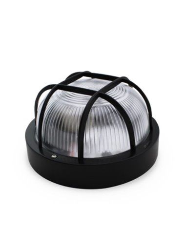 Round thermoplastic wall light with grille BLACK E27 GSC 0700157