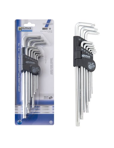 Conjunto de chaves Torx "L" 9 peças longas resistentes à violação