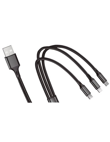 Cabo USB macho para multicarga (micro USB macho, tipo C, iPhone)