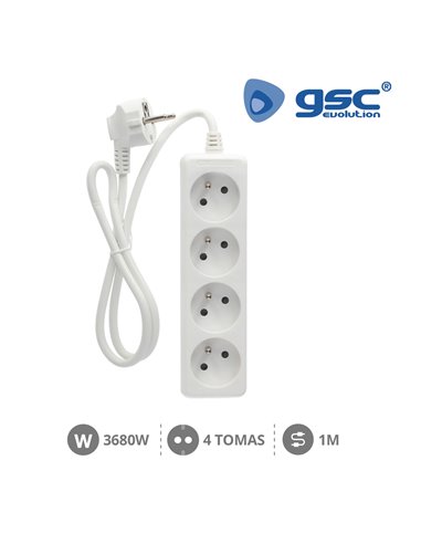 Sistema francês de base múltipla 4 tomadas 3x1mm 1 metro branco