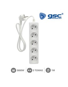 Base múltiple de enchufes 2P+TT lateral 3 tomas con interruptor 1.5 metros  blanco GSC