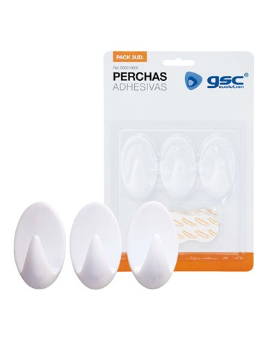 Pack 3 Perchas adhesivas Blancas