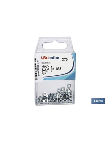 Tuercas hexagonales DIN 934 M8 zinc blíster de 9 uds.