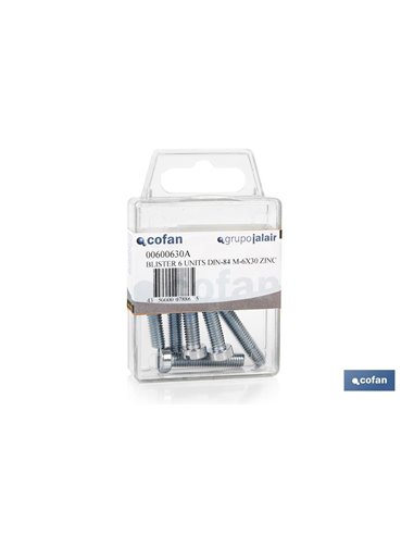 Blister 6 Pcs Parafusos de Cabeça Cilíndrica Din 84 M5x30 Zinco