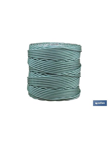 Bobina Cordon Trenzado Poli 5 Mm 200 Mts blanco/ Verde