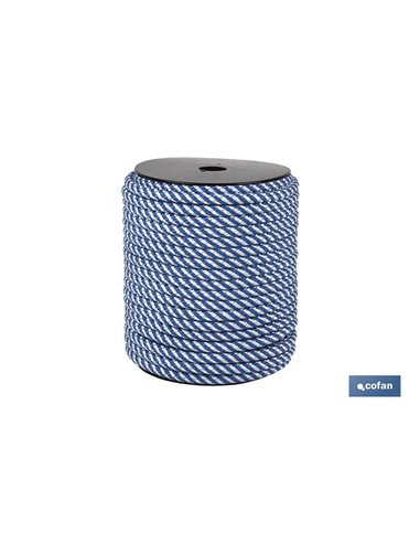 Carretel de Corda Helicoidal 12mm 50 M. branco/Azul