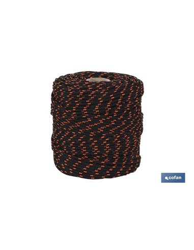 Cordón Trenzado Hippie Negro/Naranja 3 Mm X 25 M