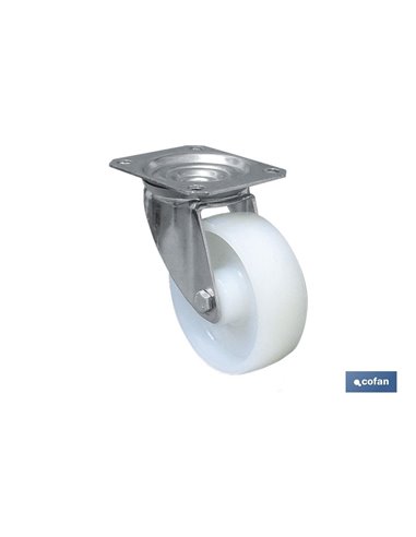 Roda de Nylon com Placa Ø80x30mm