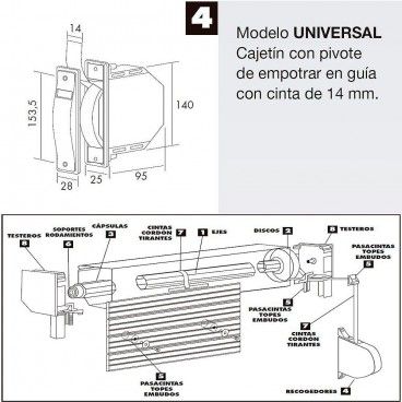 recogedor persiana mini empotrar cinta 18mm - Ferreteria Julià