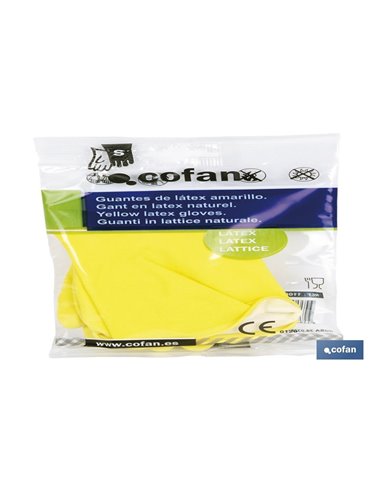 Guante De Látex Amarillo Flocado Talla 8