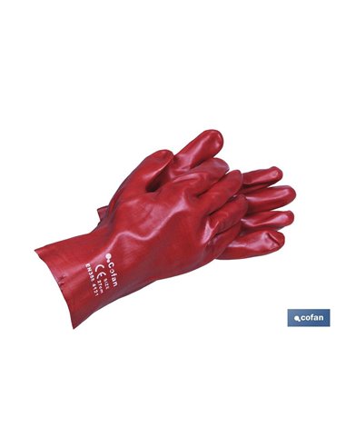 Blíster De Guante De Pvc Rojo 35 Cm