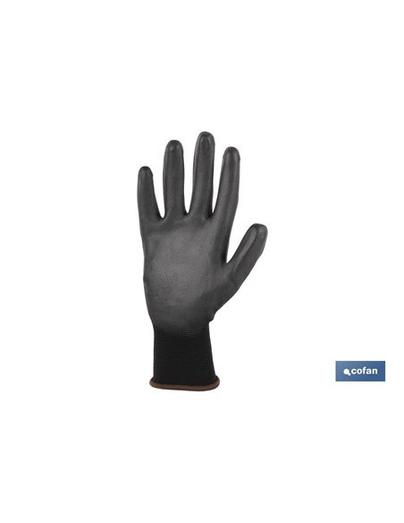 Blíster De Guante De Poliéster 100 % Impregnado De Pu Negro Talla 10