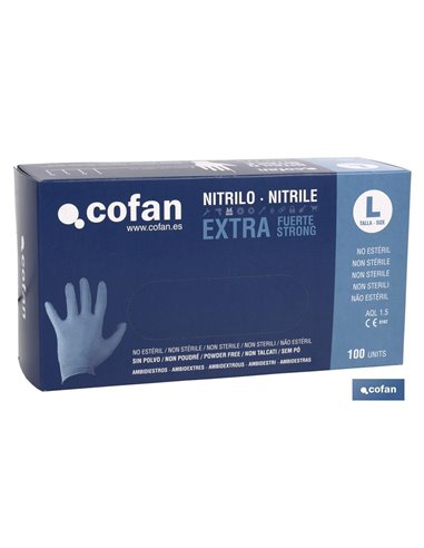 Caja 100 Uds. Guantes Nitrilo Extra Fuerte T - L