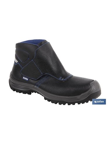 Bota de couro preta com fecho de velcro S3 modelo Urian T 36