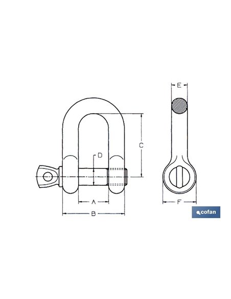 Grillete Recto M-18 Zincado