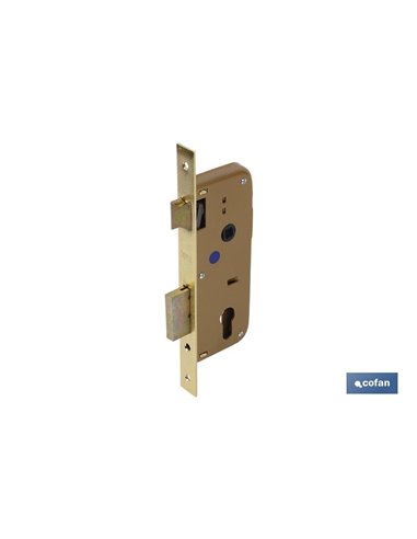 Cerradura Embutir+Cerradero D85 E40- Latón (para Madera)