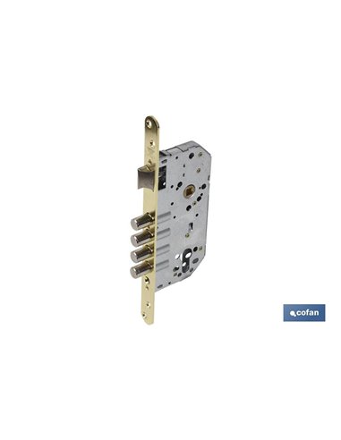 Mortise Lock 4 B-Round+D85 E50 Nickel Strike (para madeira)