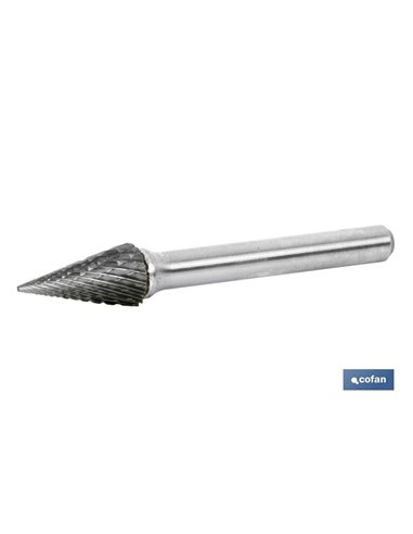 Rebarba rotativa cônica de 6 mm.