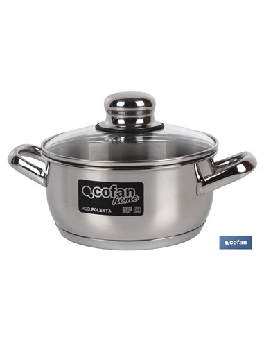 Caçarola de Indução em AÇO INOX 1.3l Polenta T/Vidro Modelo Ø160 mm