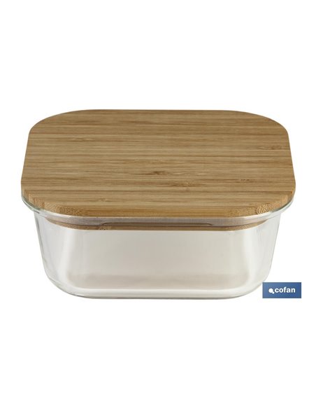 Conjunto de 2 Recipientes de Borossilicato com Tampa de Bambu Modelo Panda 520 Ml - 800 Ml