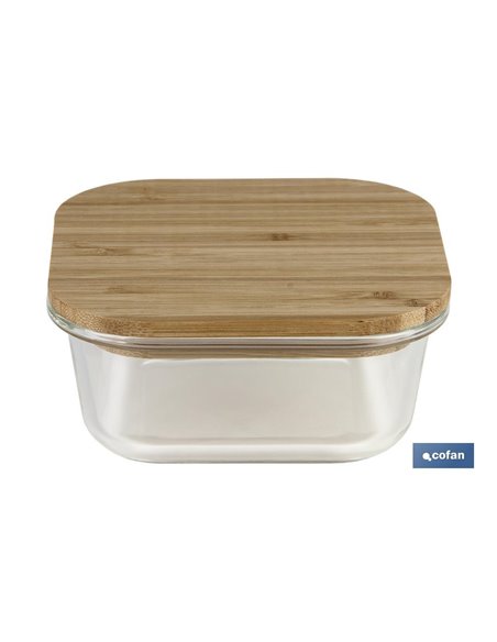 Set De 2 Recipientes De Borosilicato Con Tapa De Bambú Modelo Panda 520 Ml - 800 Ml