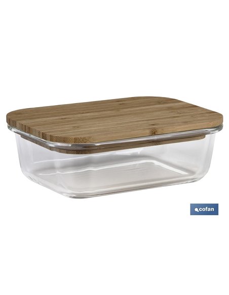 Set De 3 Recipientes De Borosilicato Con Tapa De Bambú Modelo Panda 640 Ml-1040 Ml -1520 Ml