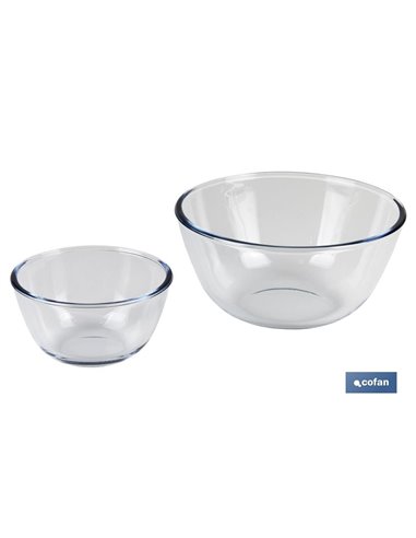 Set De 2 Ensaladeras De Vidrio Borosilicato Modelo Baritina 800 Ml - 2700 Ml