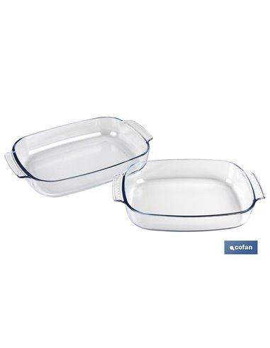 Set De 2 Fuentes Ovales De Vidrio Borosilicato Modelo Baritina 2700 Ml - 3800 Ml