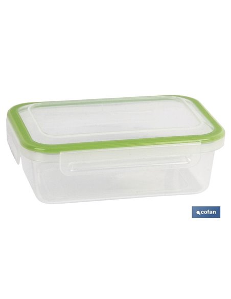 Fiambrera Verde Rectangular Con Junta Bi-Materia  Modelo Yuba 1,4 L